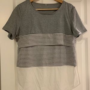Women's color block nursing tshirt L